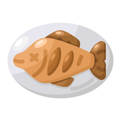 Minimalist Fish Flat Icon Vector Design and Illustration Template for Creative Projects vector design and illustration template