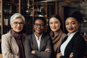 Group of female colleagues in a restaurant. AI generative
