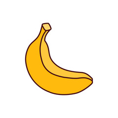 Hand-drawn of banana on a transparent background. Isolated vector illustration of juicy fruit