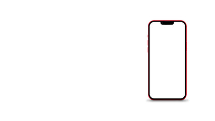 Blank red iPhone mockup Transparent. Background and display are transparent.	