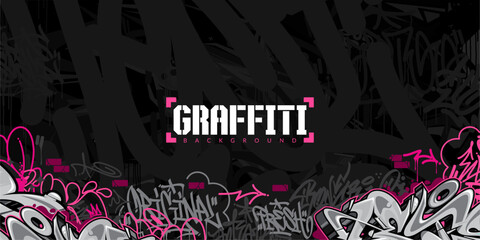 Dark Trendy Abstract Urban Style Hiphop Graffiti Street Art Vector Illustration Background Template