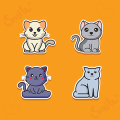 cat pet Stickers full vector free download 