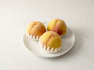 Peaches on a plate