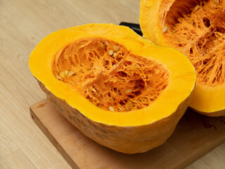 pumpkin on a wooden board