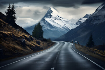 Road to the mountain landscape, beautiful view
