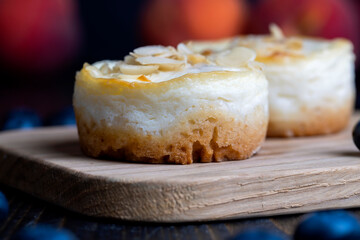 Mini cheesecake cake with fruit blueberry filling