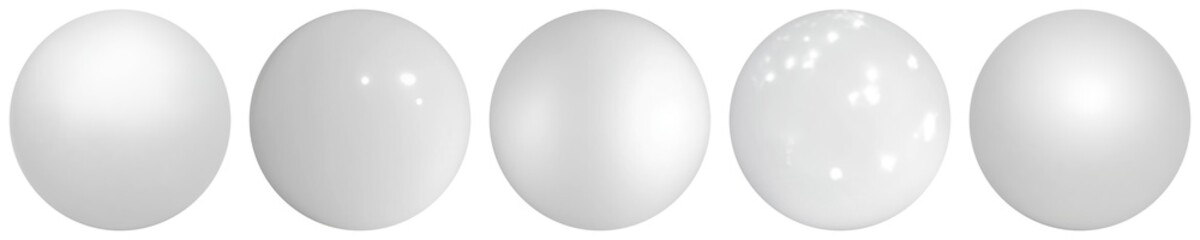 White balls isolated set. Stainless blank objects. Matte and glossy textured spheres 3d. AI