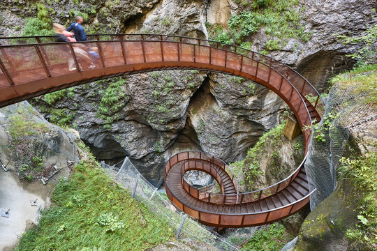 Liechtenstein gorge. Spriral staircase. Hanging corridor. Salzburg region. Austria