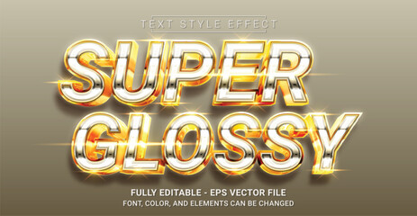 Super Glossy Text Style Effect. Editable Graphic Text Template.