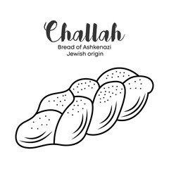 Challah bread black and white outline icon for bakery shop