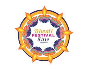 big diwali festival sale discount banner design with diwali elements.