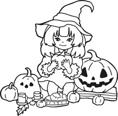 happy Halloween cute cartoon hand-drawn illustration lovely