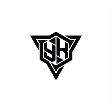 recommend clip art: YK Logo monogram hexagon shape with triangle outline sharp slice style design template