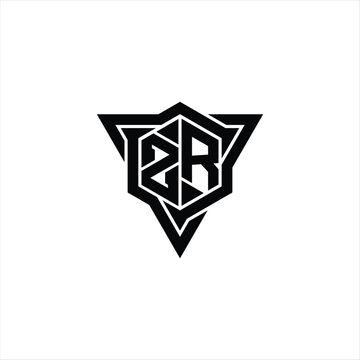 recommend clip art: ZR Logo monogram hexagon shape with triangle outline sharp slice style design template