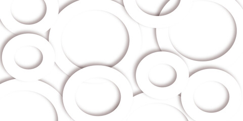 black and white abstract background.Abstract white and grey geometric overlapping circle ring background with shadow. Vector illustration.paper style white monochrome background