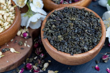 dried rose flowers to dried tea leaves