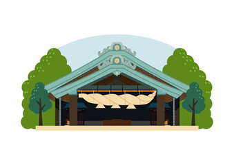 出雲大社　大しめ縄のイラスト　背景あり