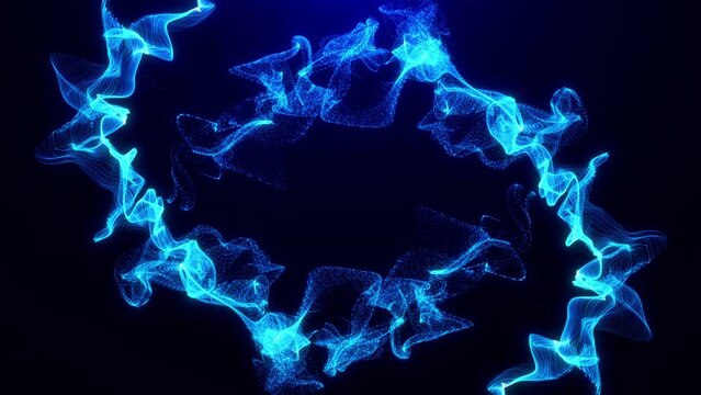 3D glowing dust trail. Bright glowing particles and sparkles, firework explosion. Introductory screensaver. Logo disclosure.