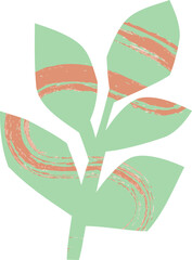 Abstract hand drawn leaves branch shape