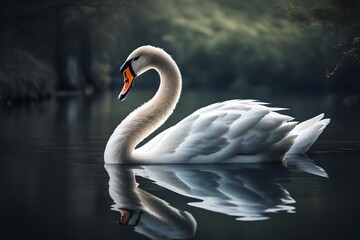 An rich swan depicted in quiet waters. Creative resource, AI Generated