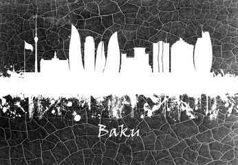 Baku skyline B&W