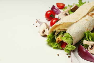 Tasty fast or homemade food concept - delicious shawarma