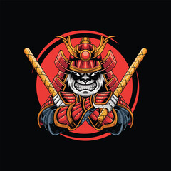 warrior panda character logo illustration © kopisenja401