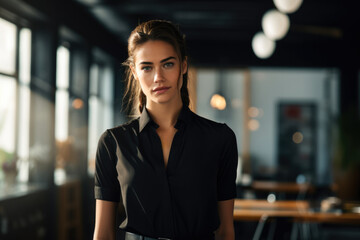 Obraz premium Young business woman standing at her office