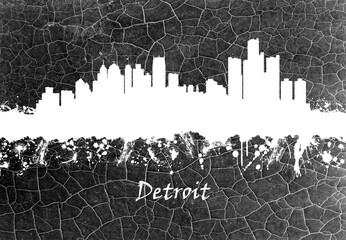 Detroit Skyline B&W