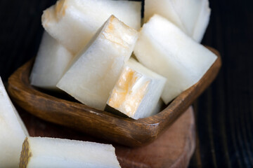Ripe delicious melon during dessert cooking