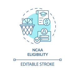 2D editable NCAA eligibility blue thin line icon concept, isolated vector, illustration representing athletic scholarship.