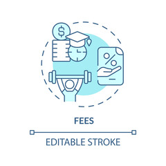 2D editable fees blue thin line icon concept, isolated vector, illustration representing athletic scholarship.