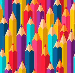 Colorful seamless pattern with pencils, Back to school background, vector illustration