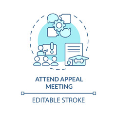 2D editable attend appeal meeting blue thin line icon concept, isolated vector, illustration representing athletic scholarship.