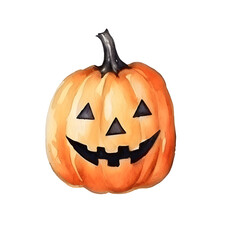 jack o lantern halloween pumpkin isolated on white background. water color style. element of halloween.