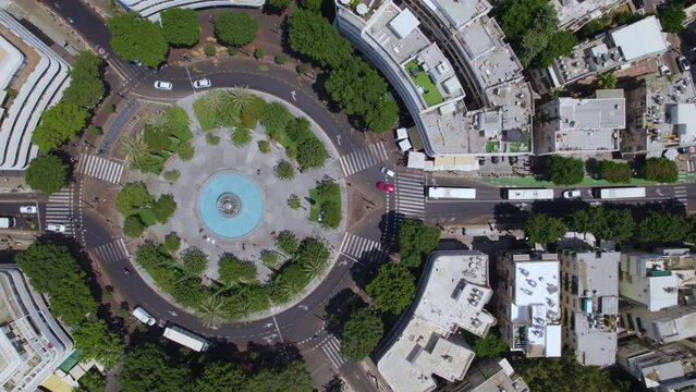 Dizengoff square that has become a place for rest, lunch and social gatherings on the weekends - top drop down shot
