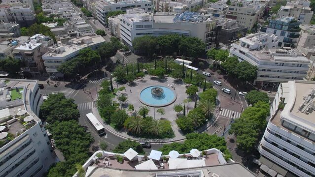 Dizengoff Square, Tel Aviv at noon on a very hot summer day without many people and activity, people prefer to be in an air conditioned place