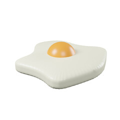 3D cartoon fried egg isolated on white background