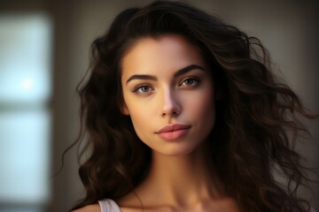 Pretty woman glowing skin big lips. Generate Ai