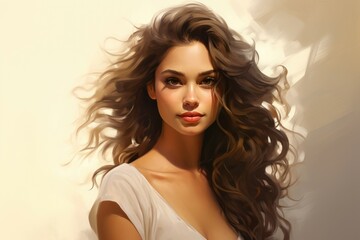 Naklejka premium Woman realistic portrait face. Generate Ai