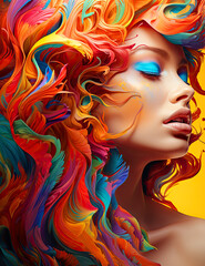 Pop Art fantasy woman hair poster