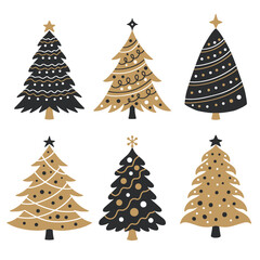 Set of different Christmas trees. Flat style. - 639168216