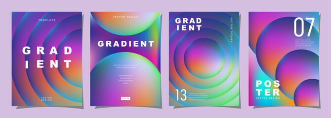 Set of creative covers or posters concept in modern style for corporate identity, branding, social media advertising, promo. Cover design template with dynamic gradients.