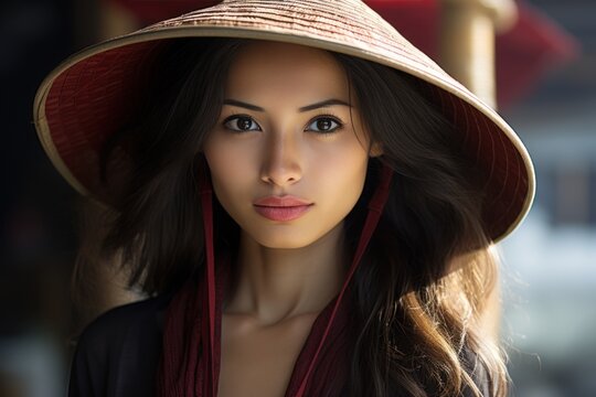  Asian woman dressed in traditional Vietnamese