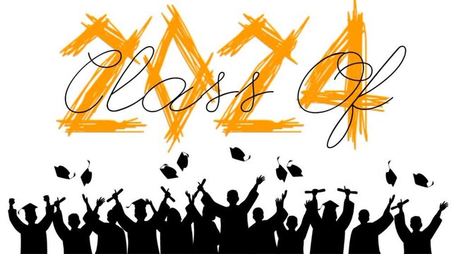 Class of 2024. Graduation ceremony of school or college, Full Hd animated video 