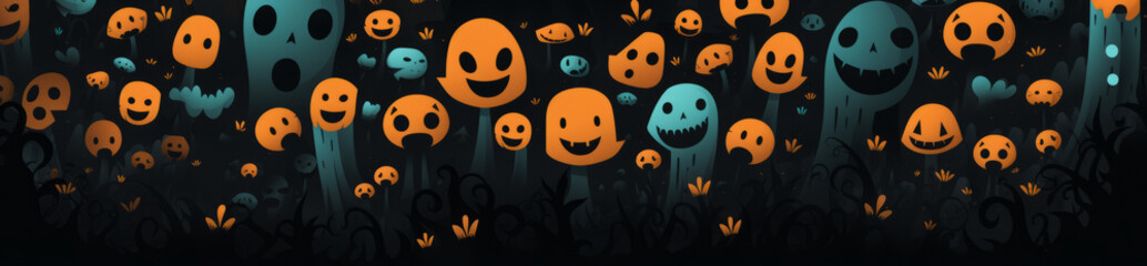 Fototapeta premium Concept of Halloween pattern with pumpkins. Generative AI.
