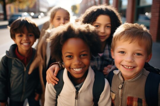 African and American children, boys and classmates, education, elementary school, friendship