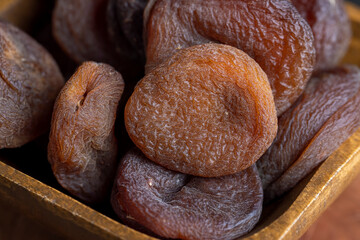 Naturally dried ripe apricots, close up