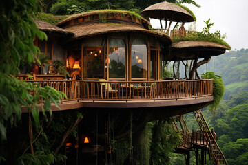 Hidden within the heart of a dense jungle, a treehouse stands as a beacon of human ingenuity,...