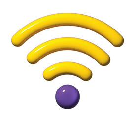 Wireless network symbol Wi-fi 3d cartoon icon, Wi-Fi wireless network signal technology internet concept, High Internet speed, 3D Render